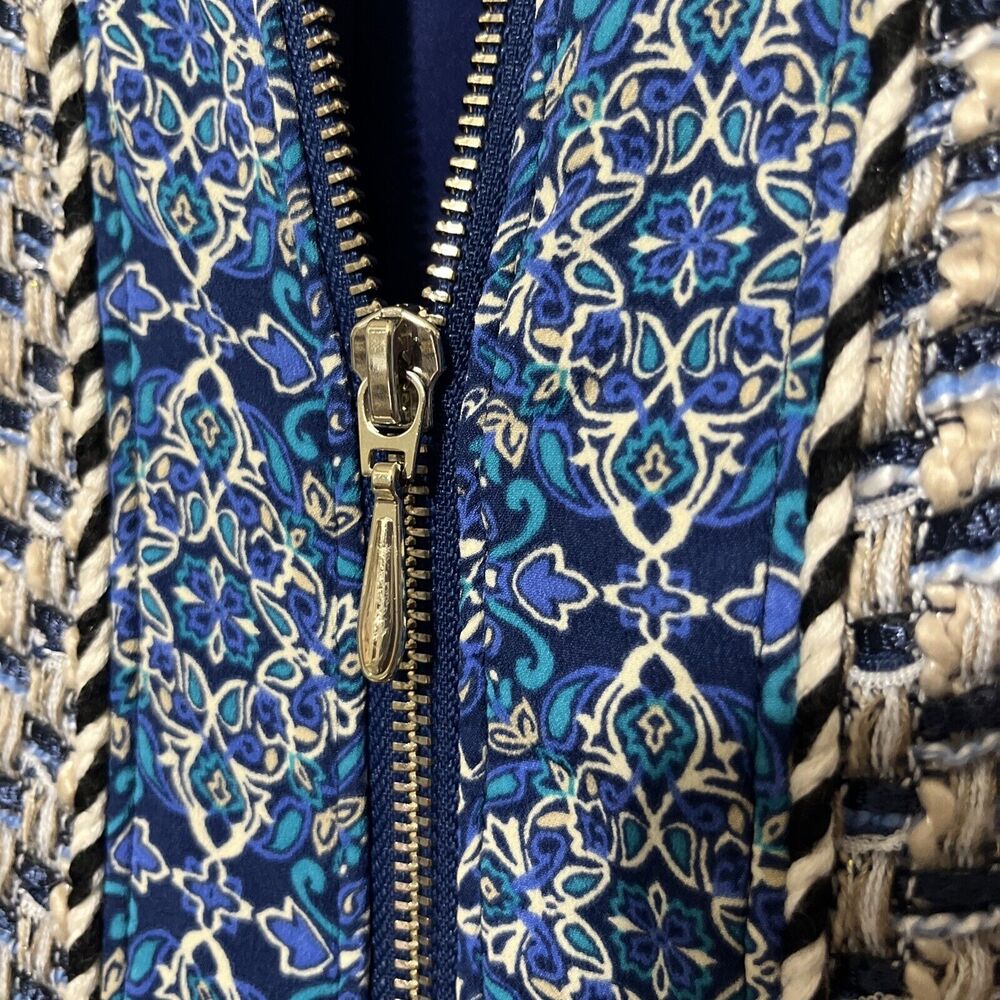 Chicos 0/S Blue Tweed Jacket Blazer boucle full zip sz 4/6 - Picture 6 of 10